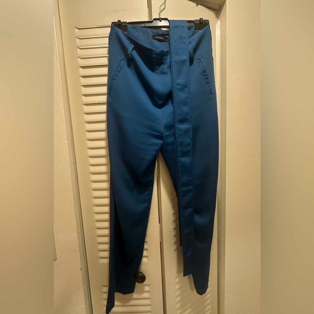 Satin Woman’s Blue Dress Pants